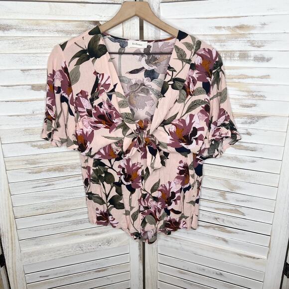 BOHME Women's Medium Top Short Floral Pajama Set Pink Rayon Loungewear Romantic - Picture 12 of 12